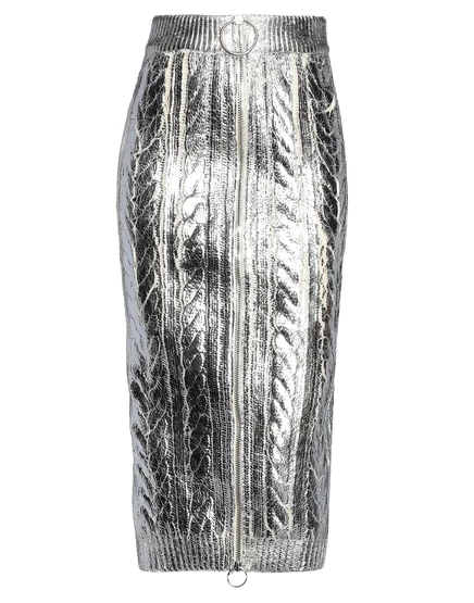 Женская юбка-миди Balmain вязаная, серебристая