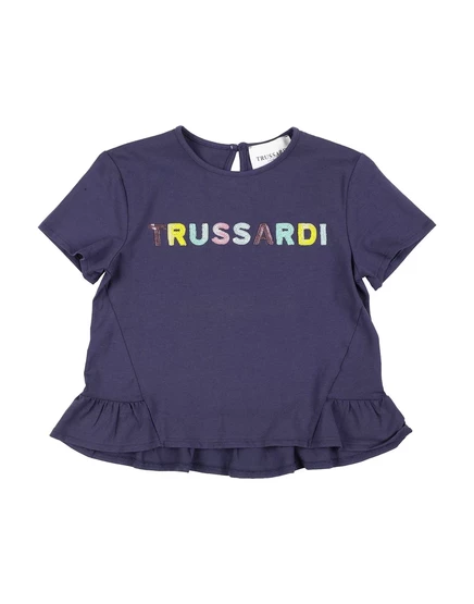 Женская футболка Trussardi Junior с пайетками, иссиня-чёрная