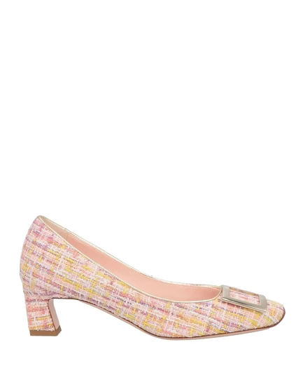 Женские туфли Roger Vivier твид с декором, светло-розовые
