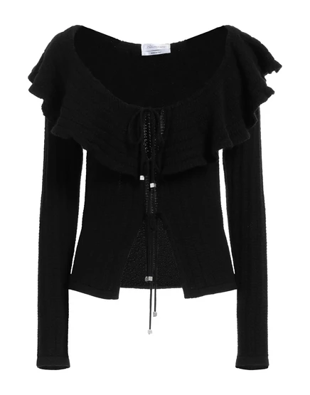 Женский кардиган Blumarine шерстяной с рюшами, черный