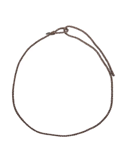 Колье Brunello Cucinelli Papermag, серебро 925, коричневое