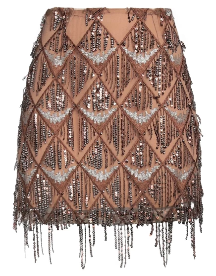 Женская мини-юбка Blumarine AGATA с пайетками, коричневая