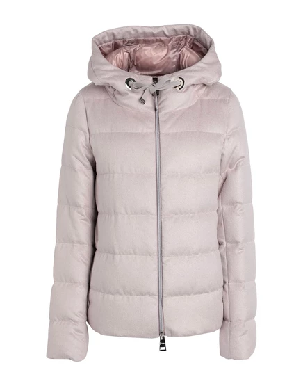 Женский короткий пуховик Herno Puffers с капюшоном, пудровый