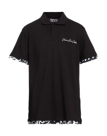 Мужское поло Versace Jeans Couture пике с логотипом, чёрное