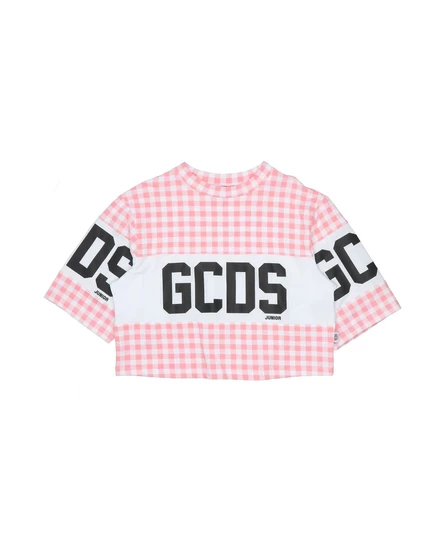Детская футболка GCDS Mini в клетку, розовая