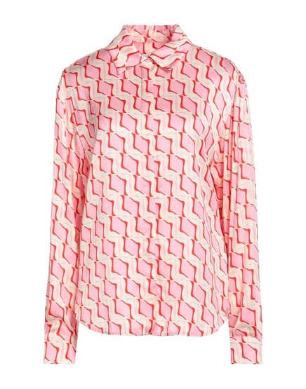Женская атласная рубашка MSGM с поясом, розовая