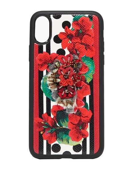 Женский чехол Dolce&Gabbana iPhone X/XS с цветами, красный