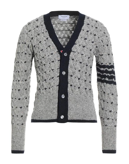 Мужской кардиган Thom Browne мохер/шерсть, светло-серый