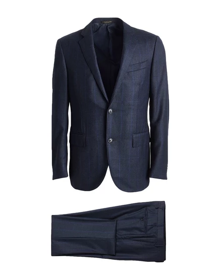 Мужской костюм Corneliani однобортный шерстяной в клетку, иссиня-чёрный