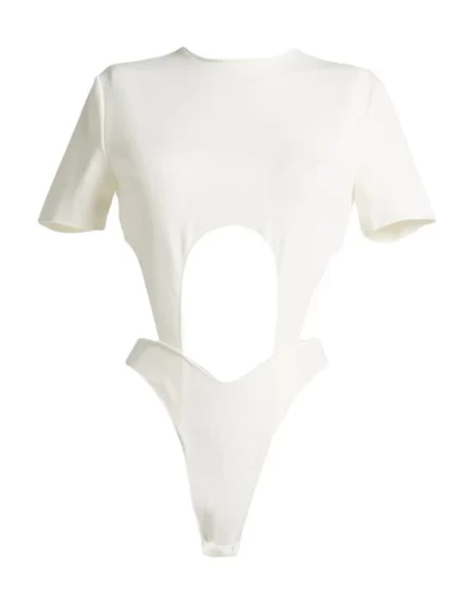 Женский топ-боди Mugler, вязаный, слоновая кость