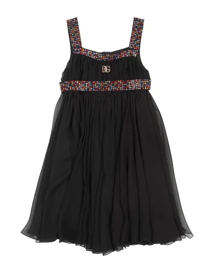 Платье для девочек Dolce & Gabbana шифоновое, черное