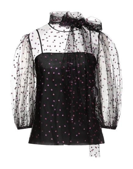 Женская блузка Redvalentino с бантом из тюля, черная