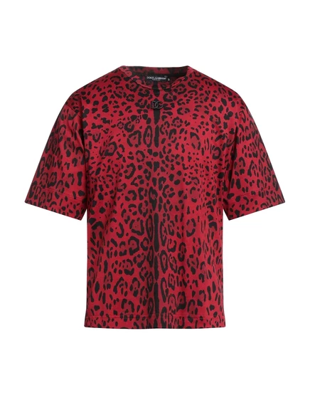 Мужская футболка Dolce & Gabbana с леопардовым принтом, красная