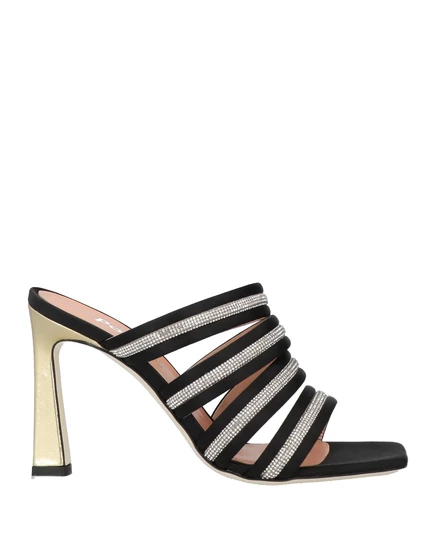Женские босоножки Pollini Papermag атласные, черные