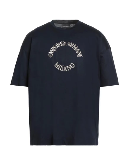 Мужская футболка Emporio Armani с вышитым логотипом, иссиня‑черная