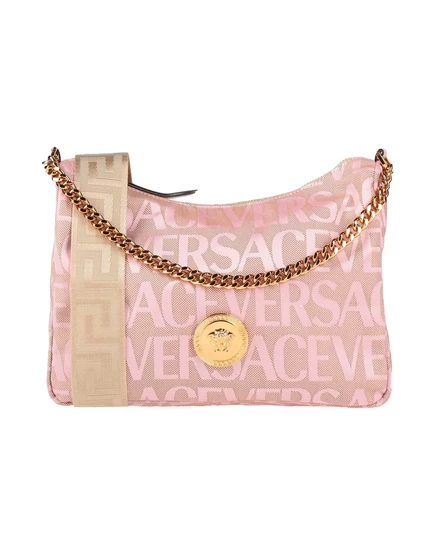 Женская сумка через плечо Versace средняя с логотипом, розовая