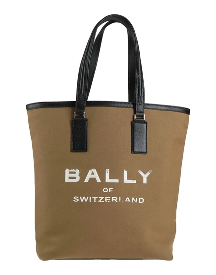 Женская сумка-тоут Bally Papermag парусина и кожа, зелёная милитари