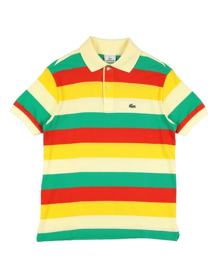 Мужское поло Lacoste в полоску, томатное