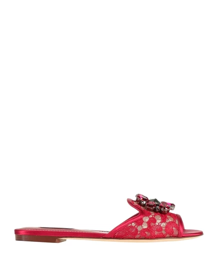 Женские сандалии Dolce & Gabbana с кристаллами, красные