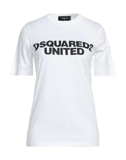 Женская футболка DSquared2 с кристаллами, белая
