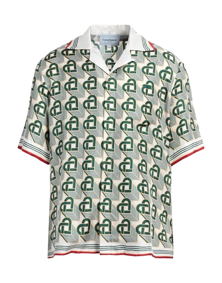 Мужская рубашка Casablanca из шелка с логотипами, зеленая