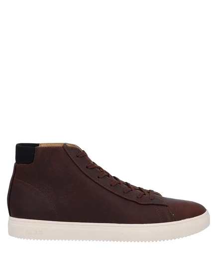 Мужские высокие кеды Clae кожаные, шоколадные