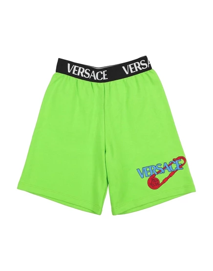 Детские шорты Versace Young Junior с логотипом, зеленые