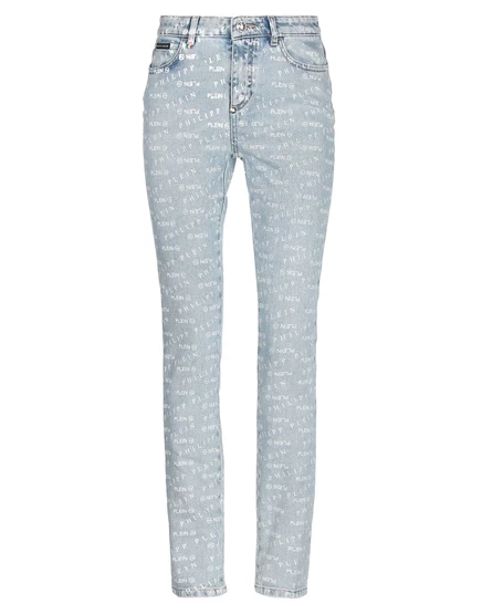 Женские джинсы Philipp Plein Papermag, прямые, синие