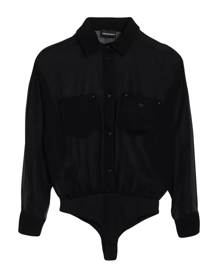 Женское боди Emporio Armani Lorenz_SP креп-жоржет, чёрное