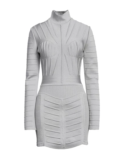 Женское мини-платье Balmain Papermag, светло-серое