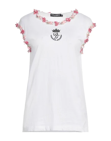 Женская футболка Dolce & Gabbana с пайетками, белая