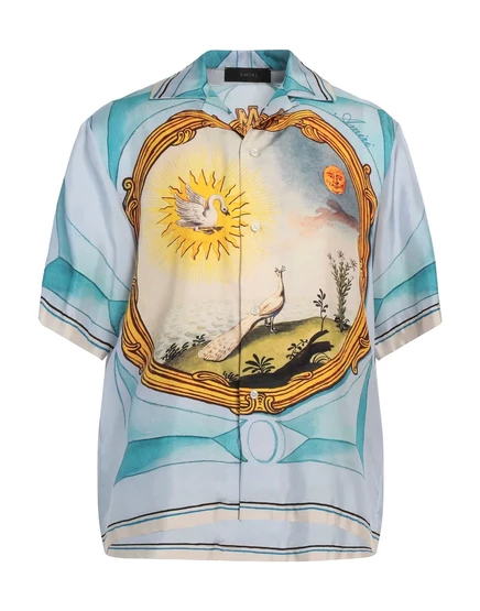 Мужская шелковая рубашка Amiri, голубая