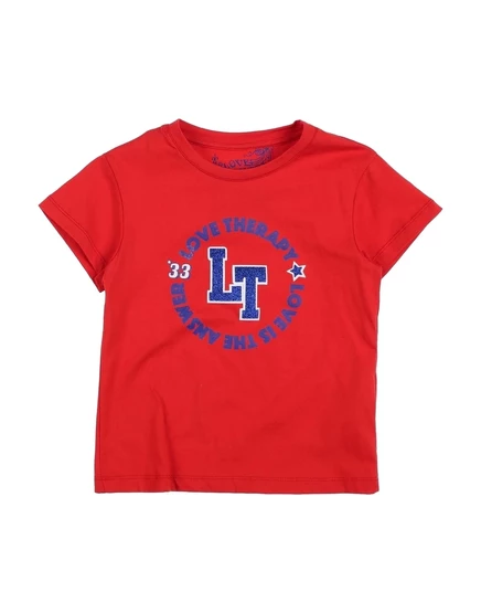 Женская футболка LOVE THERAPY KIDS с глиттером, красная