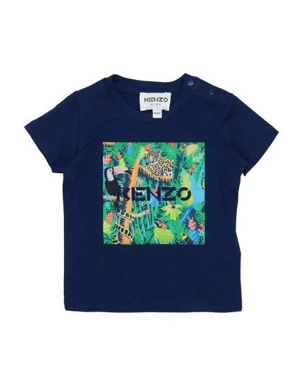 Младенческая футболка KENZO KIDS хлопковая, иссиня-чёрная