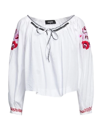 Женская блузка DSquared2 PAPERMAG с вышивкой, белая