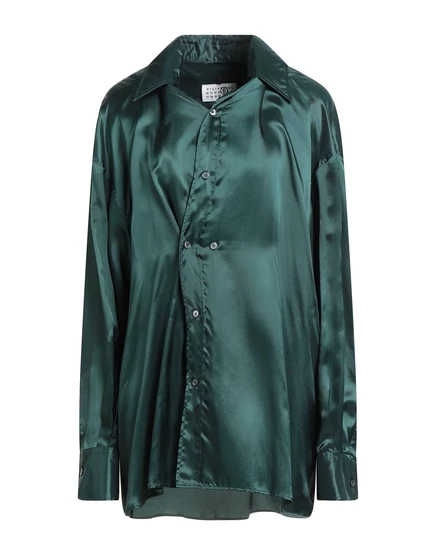 Женская рубашка MM6 Maison Margiela длинная, тёмно-зелёная