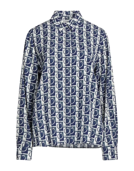 Женская рубашка Trussardi с логотип‑принтом, синяя