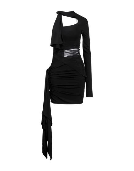 Женское мини-платье Mugler PAPERMAG на одно плечо, черное