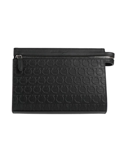 Мужской клатч Ferragamo WONDERWOMAN из кожи, чёрный