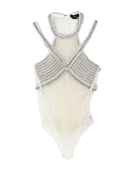 Женское боди Elisabetta Franchi, цвета слоновой кости