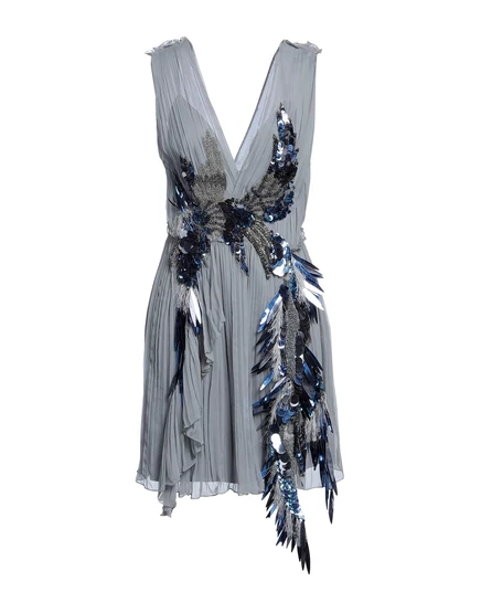 Женское мини-платье Alberta Ferretti Papermag, шифон плиссе, серое