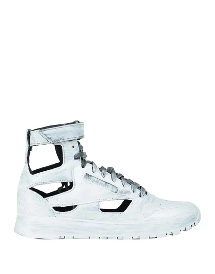 Мужские кеды Maison Margiela x Reebok высокие кожаные, белые