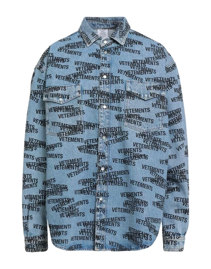 Мужская джинсовая рубашка VETEMENTS Lorenz_SP, синяя