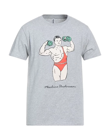 Мужская майка Moschino джерси с логотипом, серая
