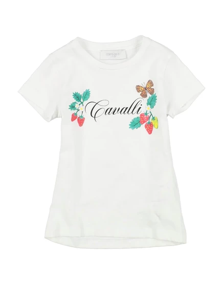 Женская футболка Roberto Cavalli Kids, хлопковая, белая