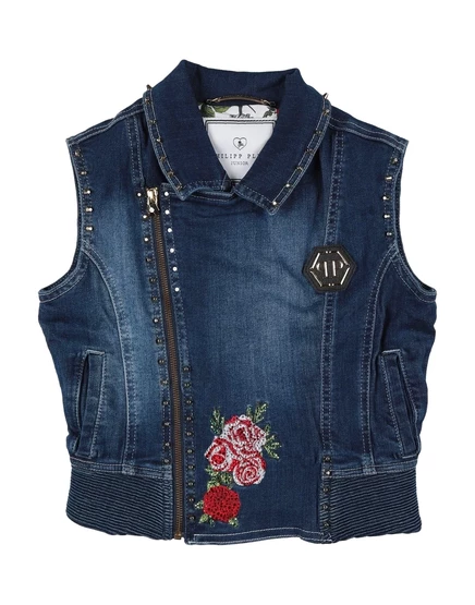 Женская джинсовая жилетка Philipp Plein KIDS, синяя