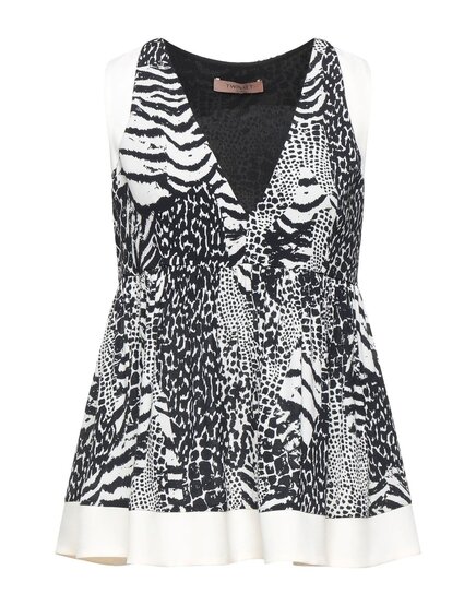 Женский топ twinset papermag с баской, леопардовый, черный