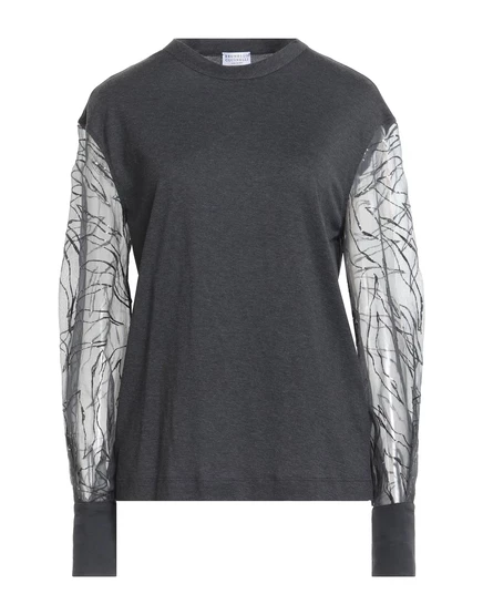 Женская футболка Brunello Cucinelli Superman, темно-серая