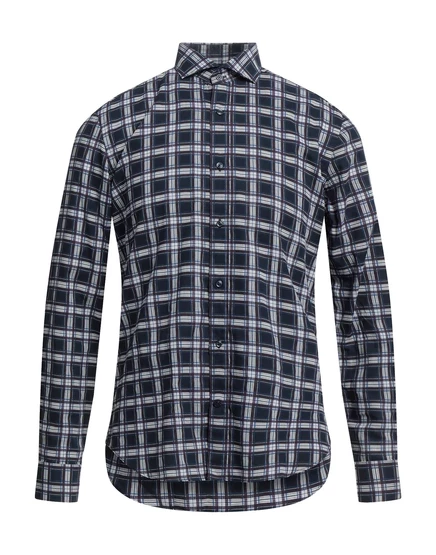 Мужская рубашка CC Collection Corneliani в клетку, тёмно-синяя
