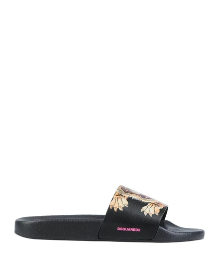 Женские шлёпанцы DSquared2 кожаные, чёрные